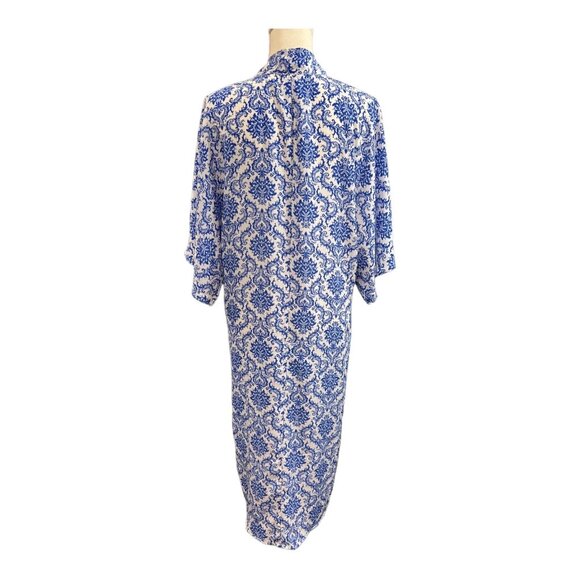 Modcloth Swim Bea & Do Kimono Womens M Cover Up Robe Open Front White Blue - Picture 3 of 8